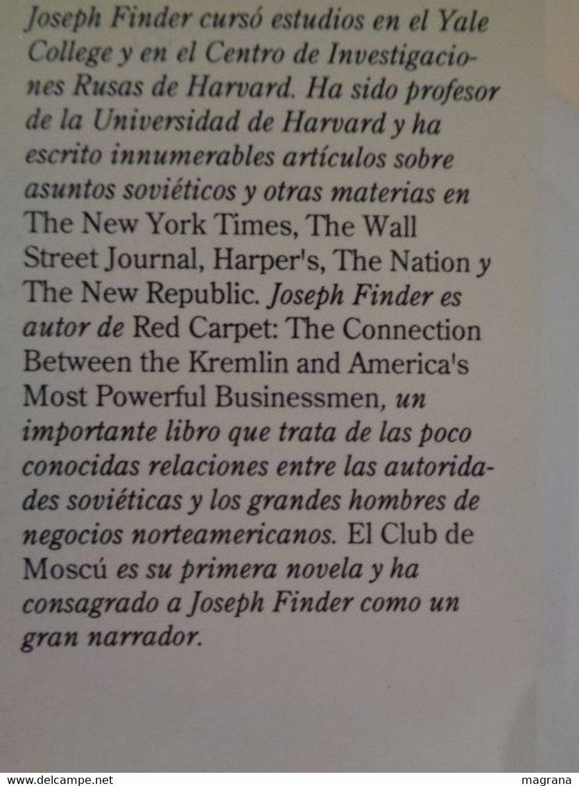 El Club De Moscu. Uno De Los Thrillers Más Importantes De Los últimos Años. Joseph Finder. 1992 - Klassiekers