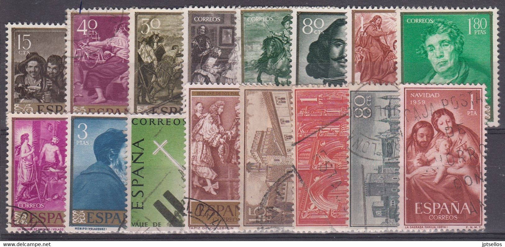 ESPAÑA 1959 Nº 1238/1253 AÑO COMPLETO USADO 16 SELLOS - Años Completos