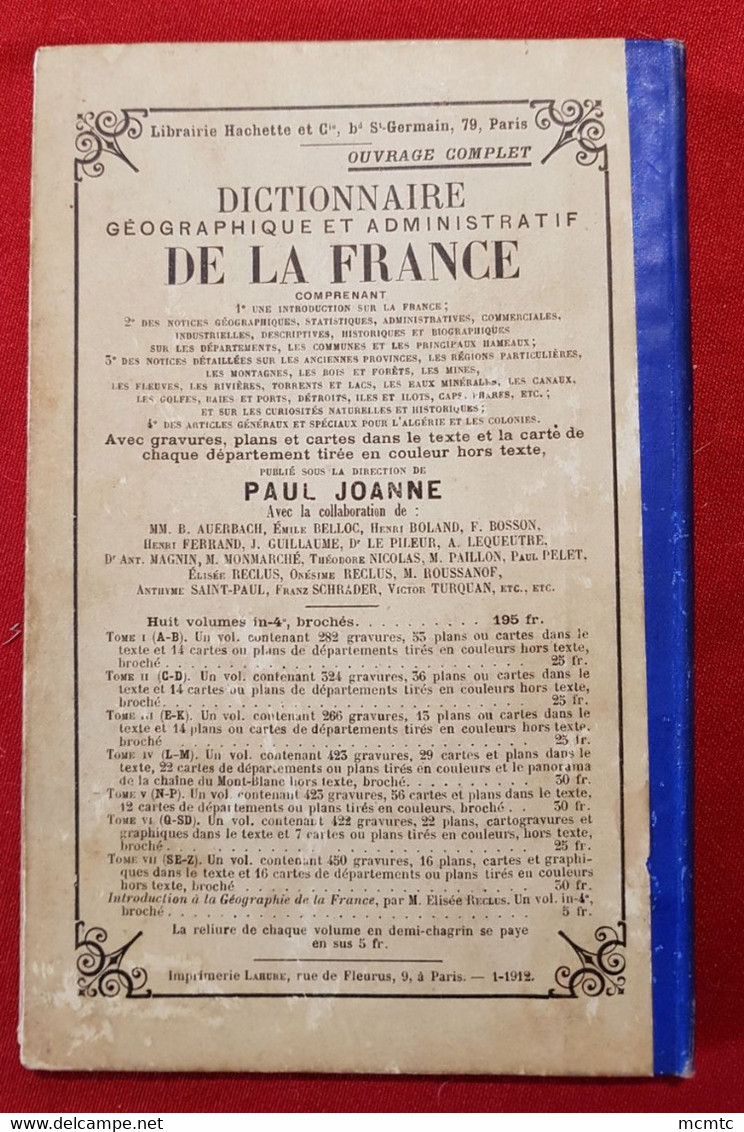 Livre  Géographie De L'Oise   / 1911 / Paul Joanne -  (Manque La Carte Géographique à L'intérieur ) - Altri & Non Classificati