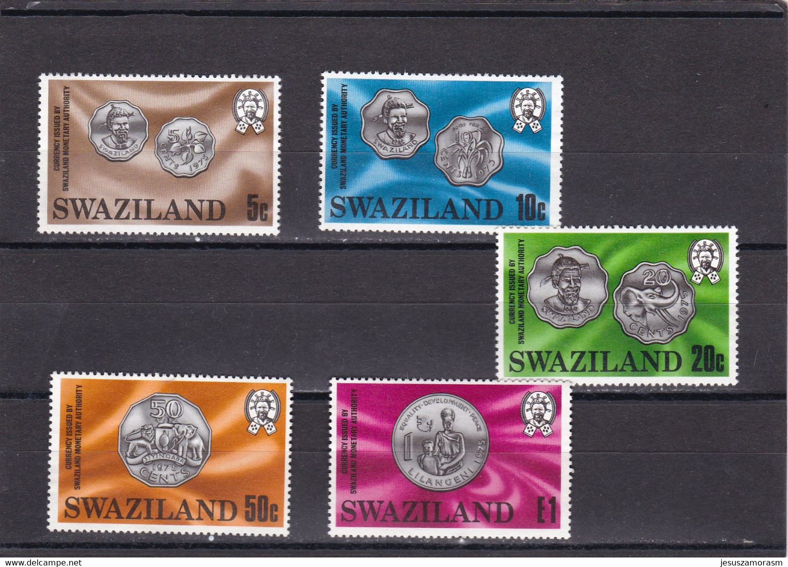 Swaziland Nº 322 Al 326 Sin Goma - Swaziland (1968-...)