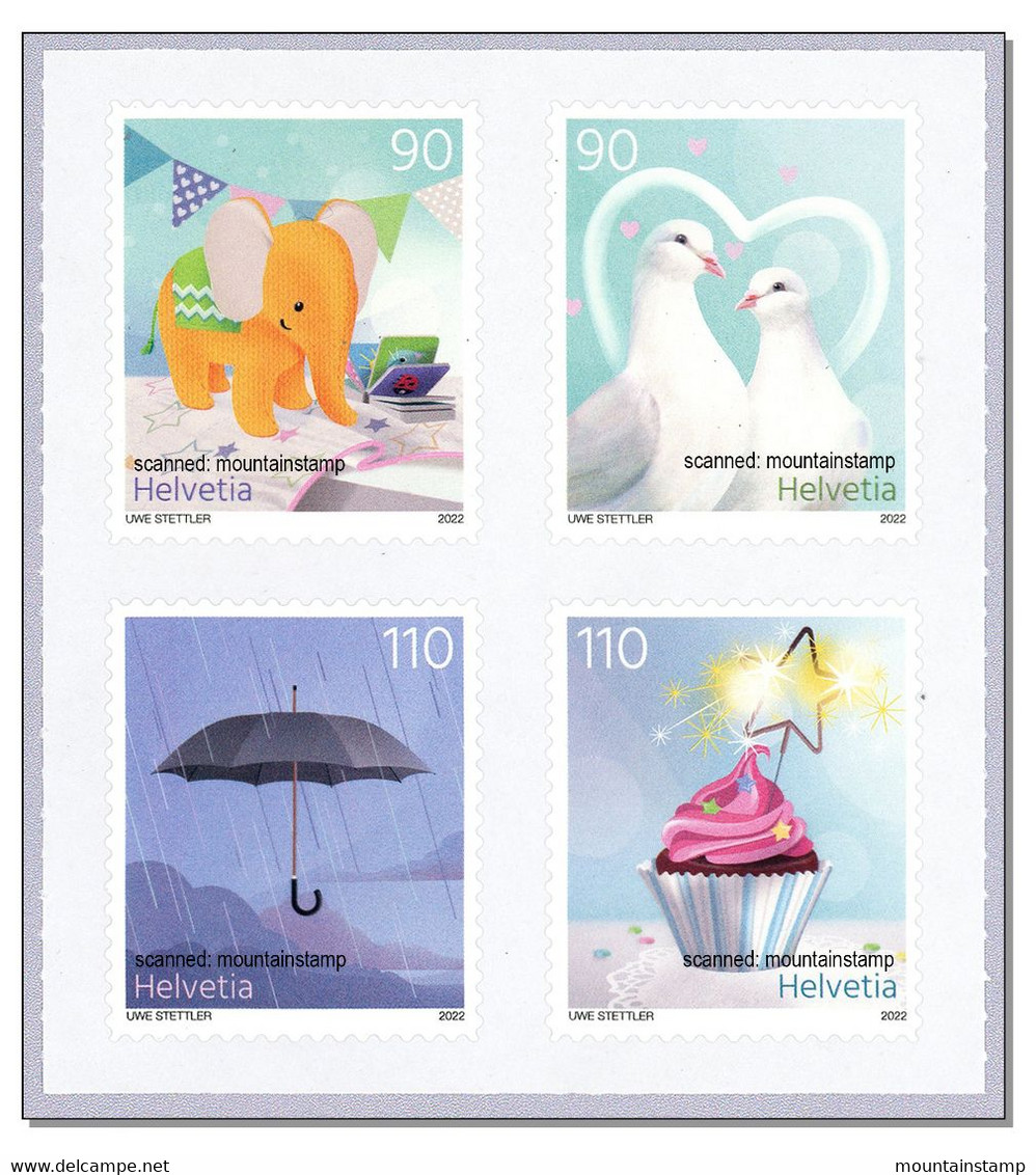 Switzerland 2022 (2022/1) Special Events - Elephant - Ice Cream - Bird -  White Doves - Umbrella - MNH ** - Nuevos