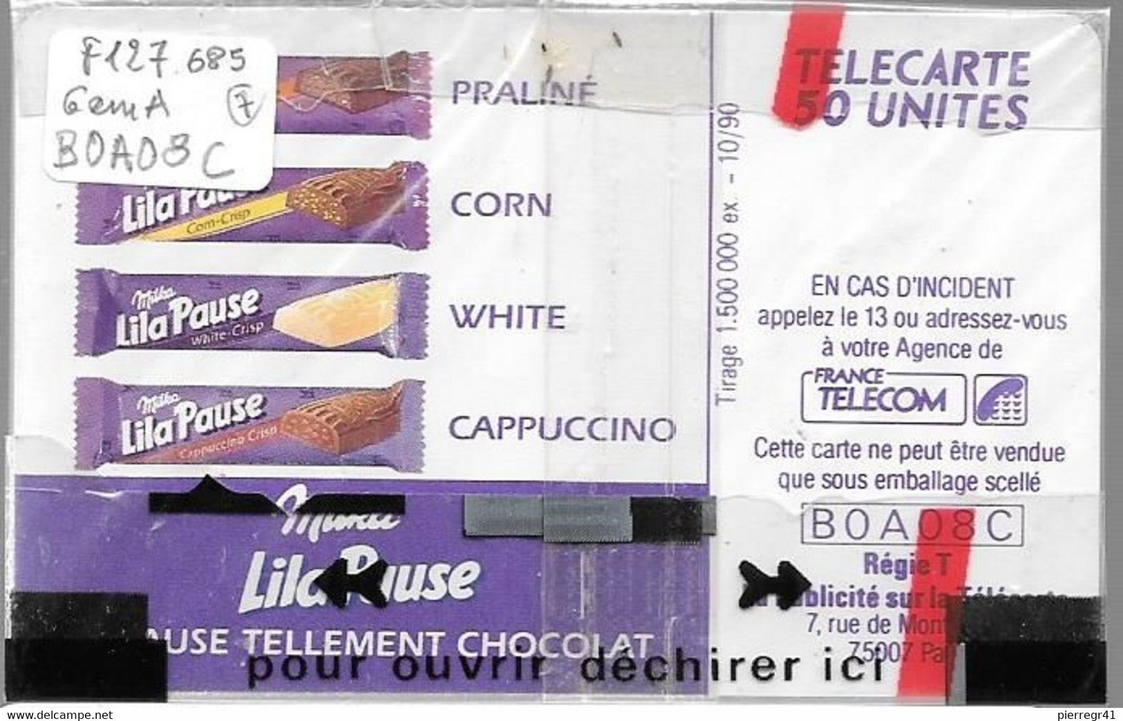 CARTE²-PUBLIC-F127.685-50U-GEM-1990-LILY PAUSE-V°N°B-3 Chiffres-1Lettre N°B0A08C -NSB-TBE - 1990