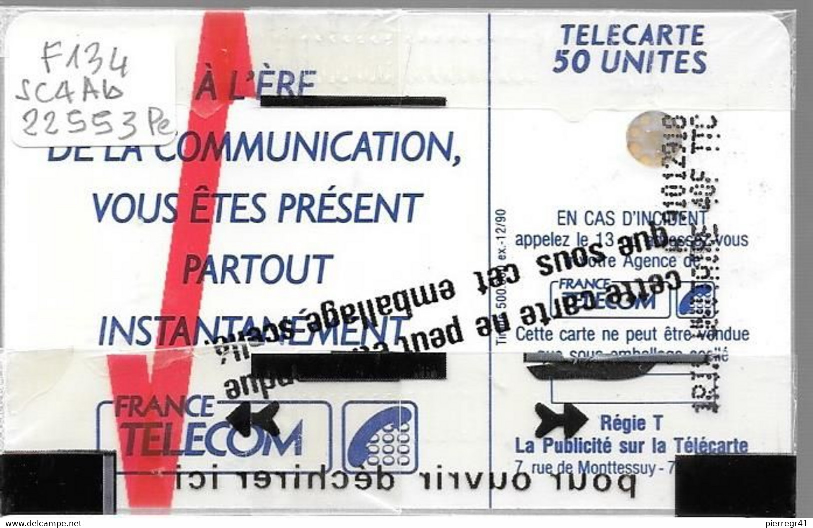 CARTE²-PUBLIC-F134-50U-SC4ab-Trou 6-12/90--OISEAU BLEU-5 Pe-22553-NSB-TBE - 1990