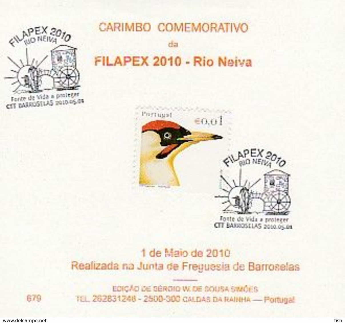 Portugal  &  Marcofilia, Peto Verde, Picus Sharpei, FILAPEX 2010, Rio Neiva Barroselas 2010 (679) - Storia Postale