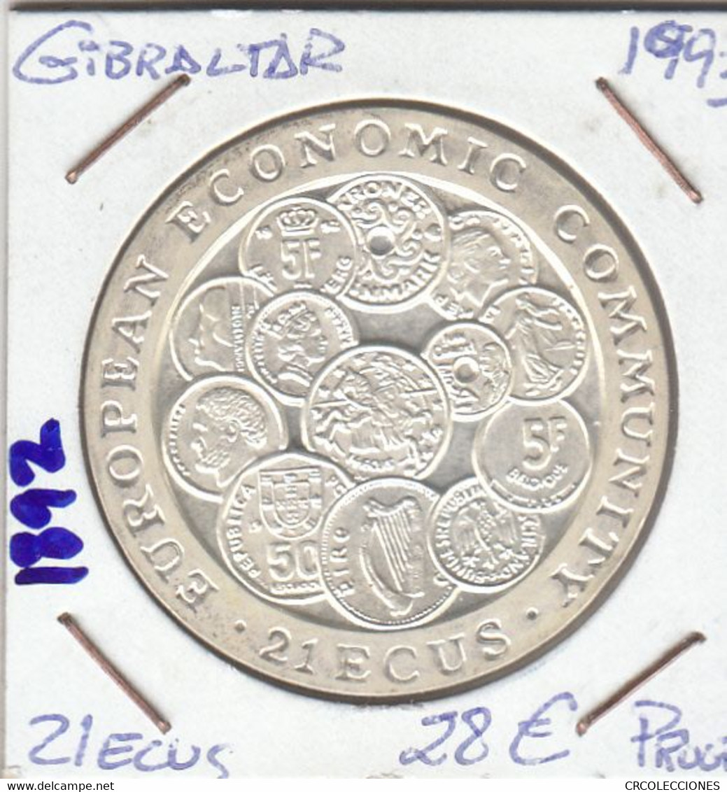 E1892 MONEDA GIBRALTAR 21 ECUS 1993 PROOF 28 - Gibraltar