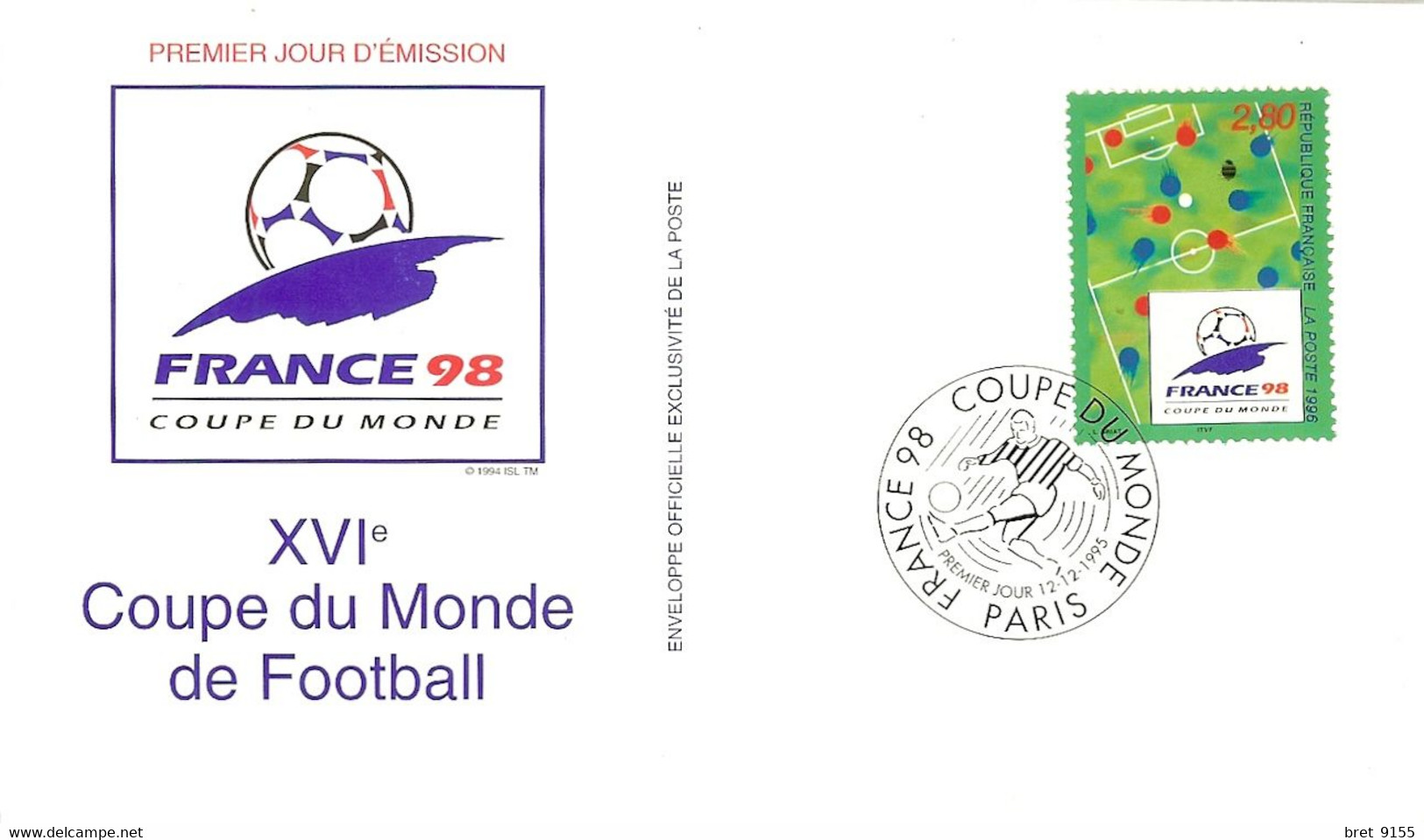 TIMBRES FRANCE 98 XVI COUPE DU MONDE DE FOOBALL 12 ENVELOPPES PREMIER JOUR D EMISSION - Documents De La Poste