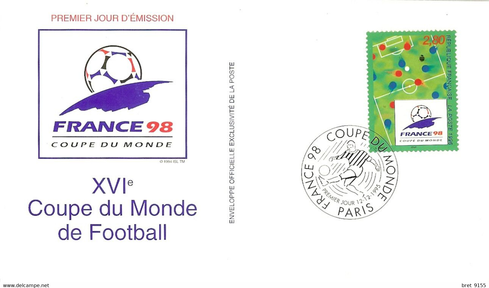 TIMBRES FRANCE 98 XVI COUPE DU MONDE DE FOOBALL 12 ENVELOPPES PREMIER JOUR D EMISSION - Documents Of Postal Services