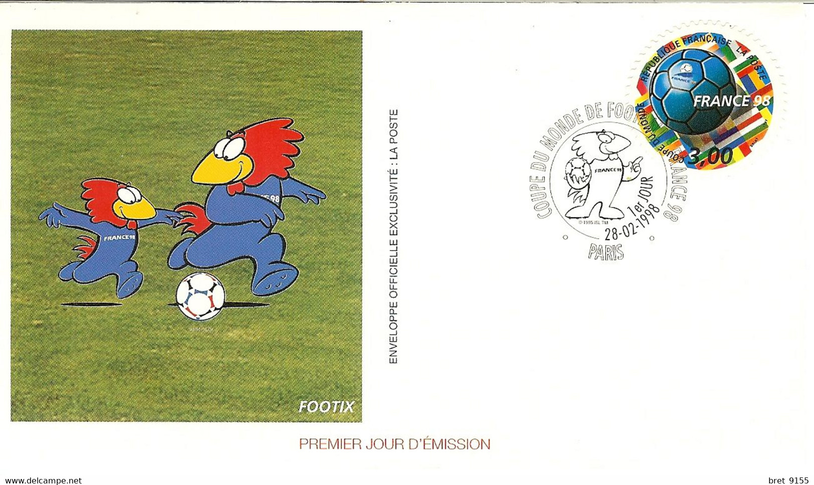 TIMBRES FRANCE 98 XVI COUPE DU MONDE DE FOOBALL 12 ENVELOPPES PREMIER JOUR D EMISSION - Documentos Del Correo