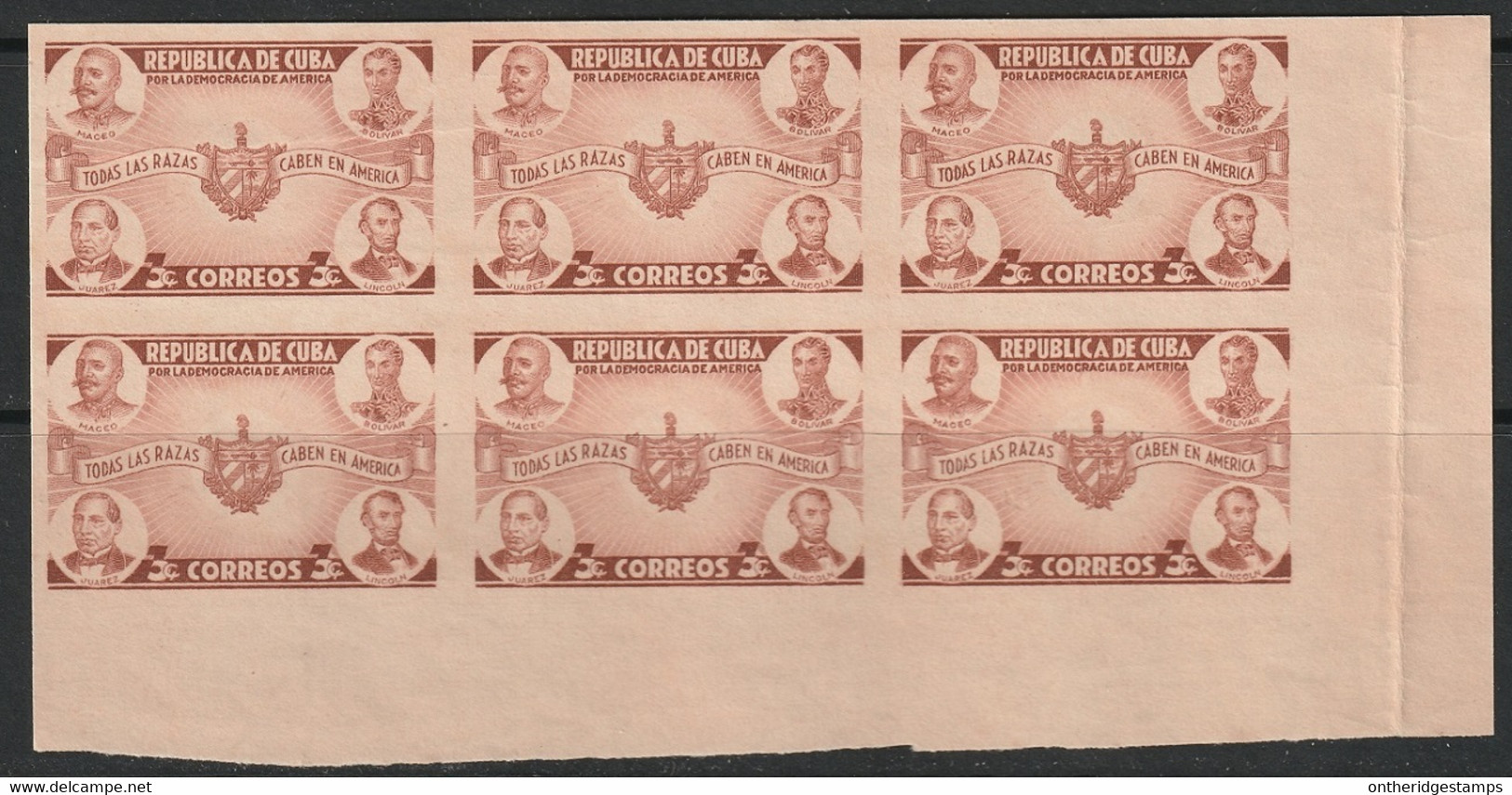 Cuba 1942 Sc 369 Yt 270 Imperf Corner Block Of 6 MNGAI(*) NH** - Ongebruikt