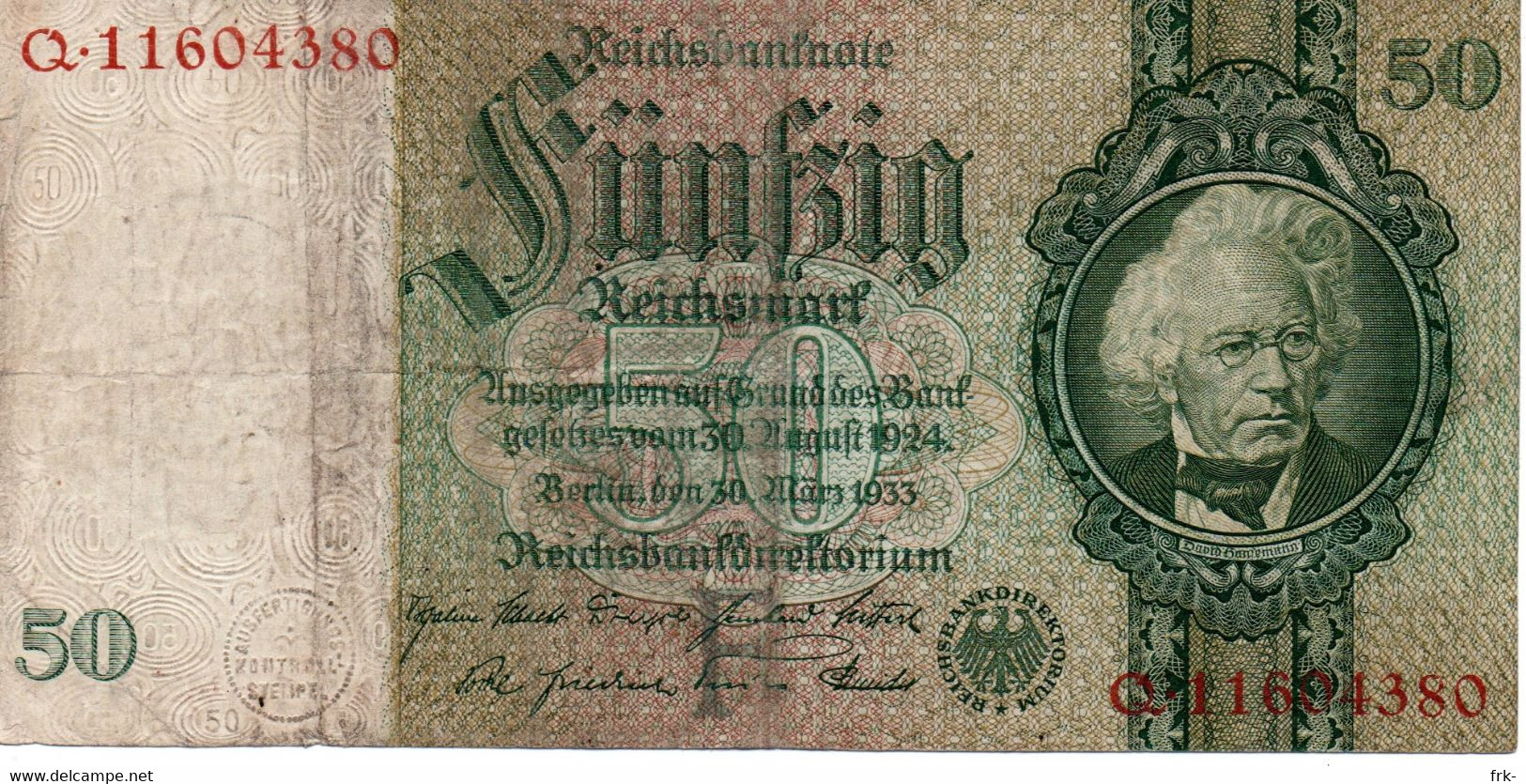 Germany 50 Reichsmark 1933 Circulated - 50 Mark