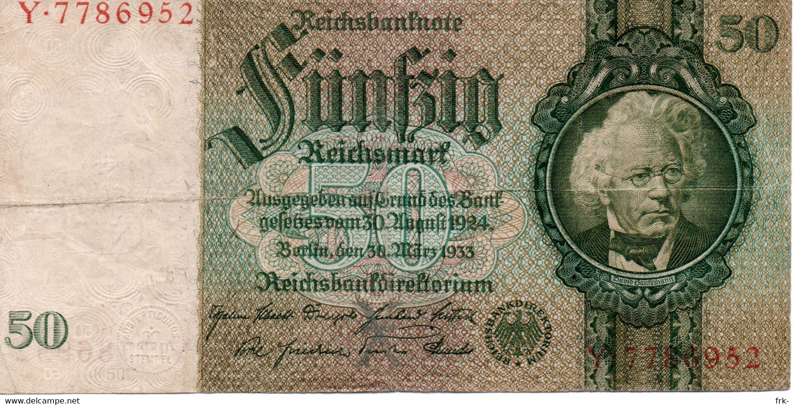 Germany 50 Reichsmark 1933 Circulated - 50 Mark