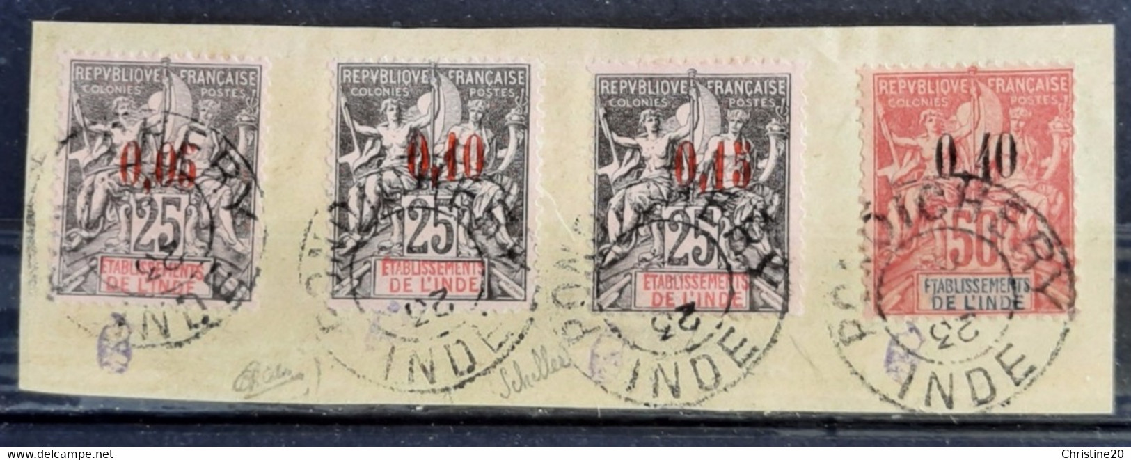 Inde (Colonie Française)  1903 N°20/23 Ob TB Cote 1460€ Signé Calves Et Scheller RARE - Usados