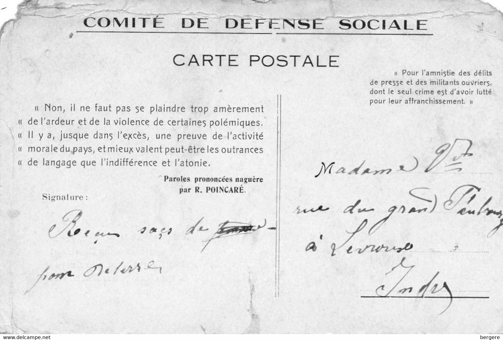 CP - Honte à La République Si La Liberté N'est Pas Rendue Aux Penseurs Libres - Défense Nationale - 1913 -scan  Verso - - Non Classés