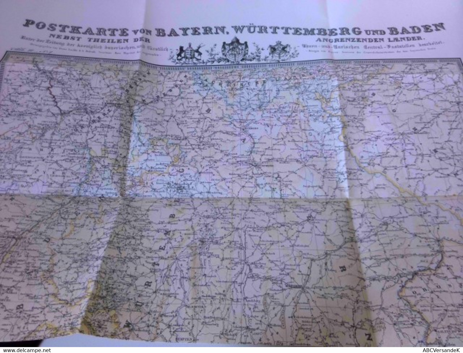 Postkarte Von Bayern, Württemberg Und Baden Nebst Theilen Der Angrenzenden Laender. Unter Der Leitung Der Koen - Other & Unclassified