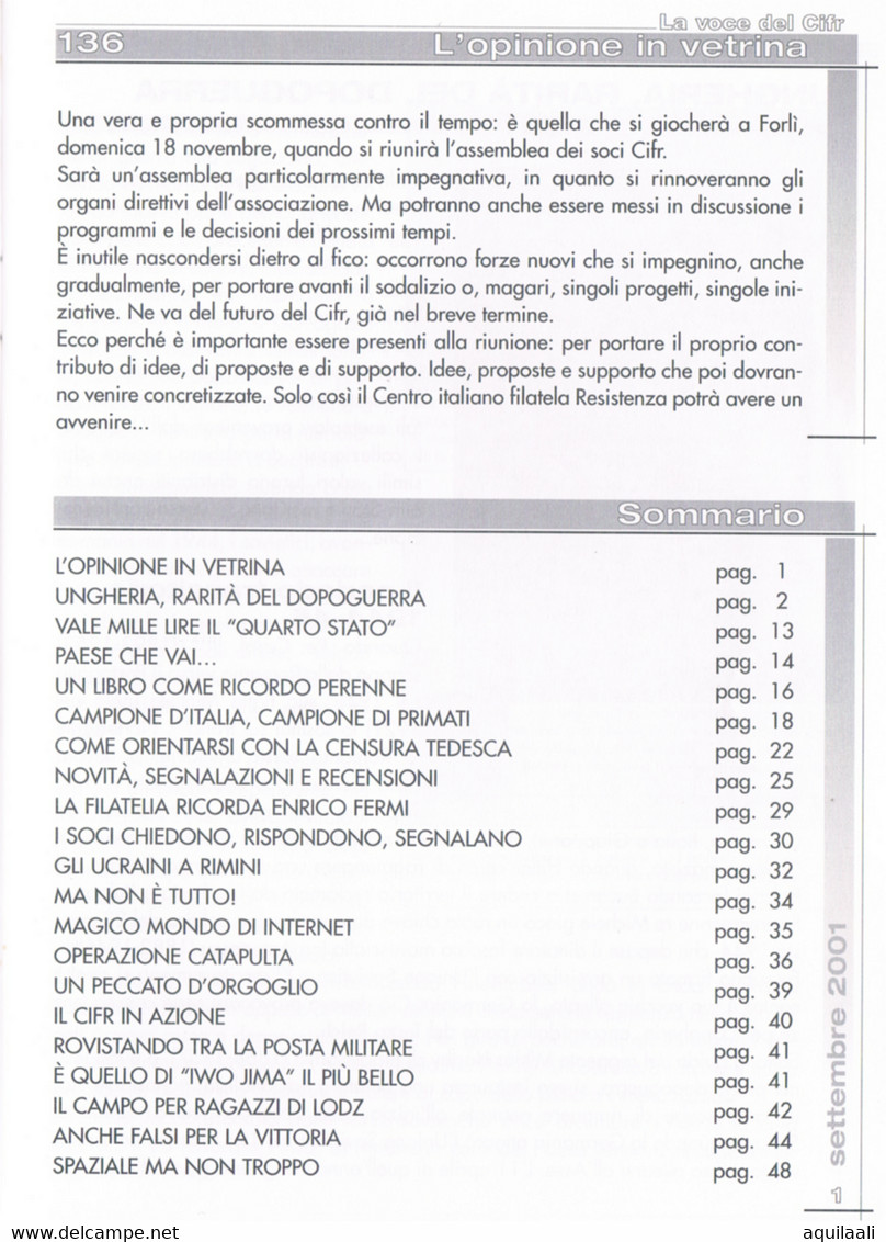 La Voce Del Cifr. Edizione Settembre 2001 - Italiane (dal 1941)