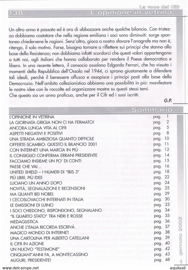 La Voce Del Cifr. Edizione Gennaio 2002 - Italiaans (vanaf 1941)