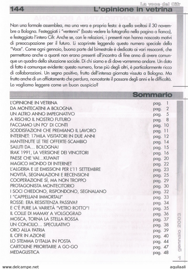 La Voce Del Cifr. Edizione Gennaio 2003 - Italien (àpd. 1941)