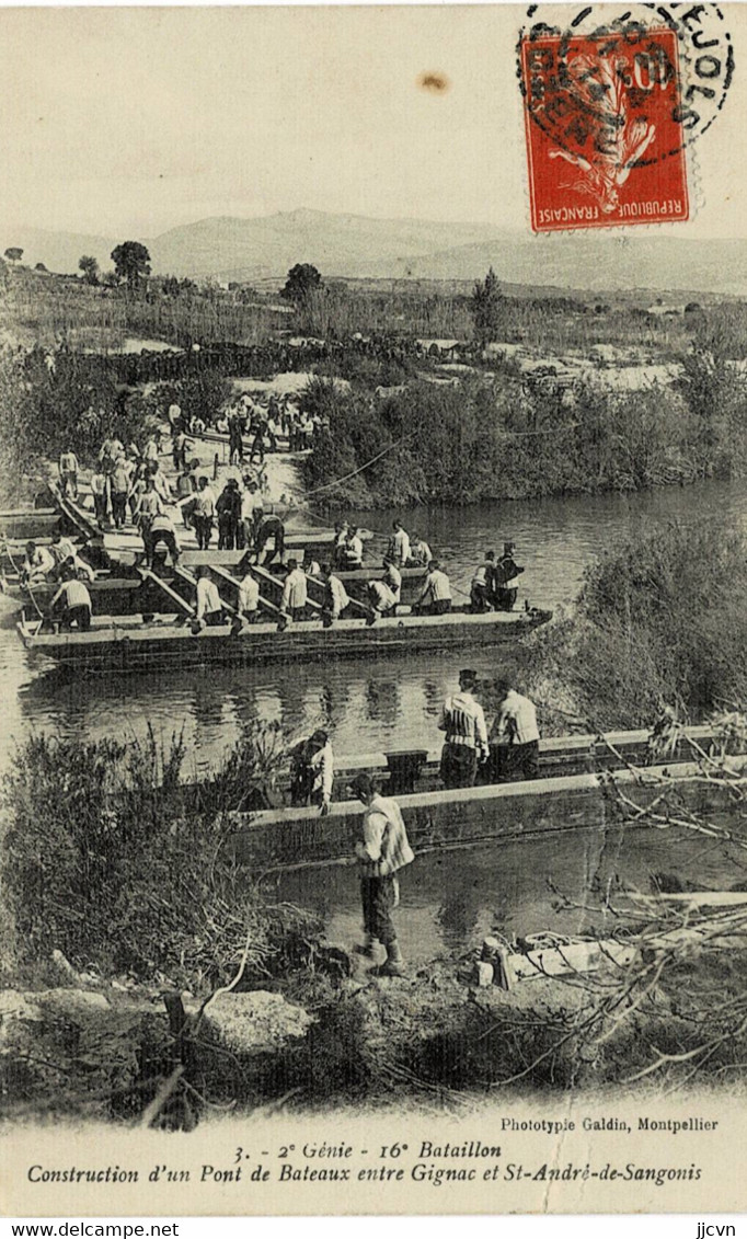 ""34 - Hérault - Gignac - Carte Militaire - 2ème Génie - Construction D' Un Pont Entre Gignac Et St André De Sangonis - Gignac