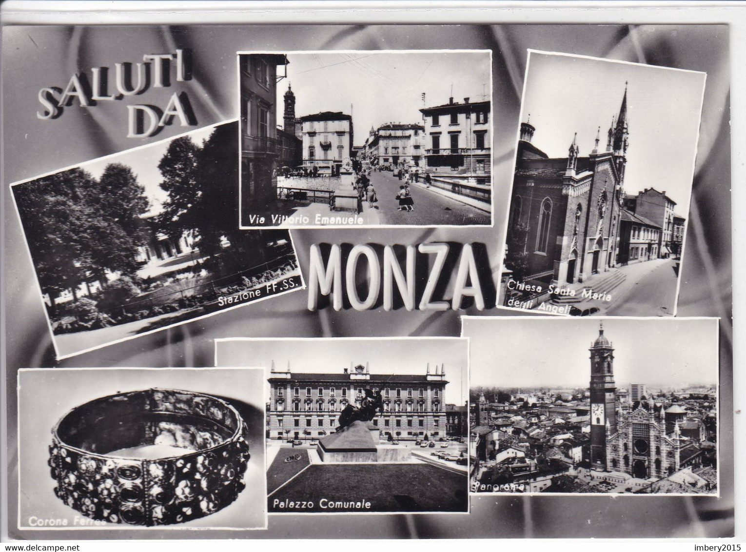 Ak MONZA, Saluti Da Monza, Via Vittorio Emanuele, Chiesa Santa Maria, Stazione FF.SS, Ansichtskarte Italien - Monza