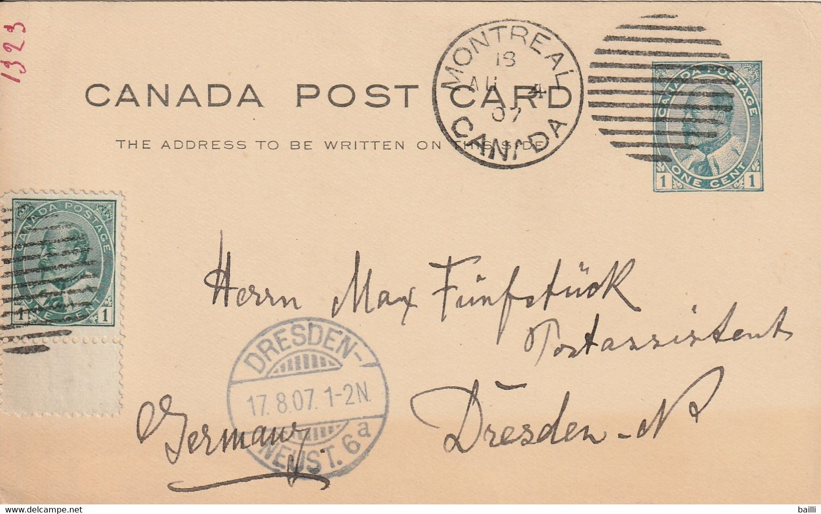 Canada Entier Postal Montréal Pour L'Allemagne 1907 - 1903-1954 Könige