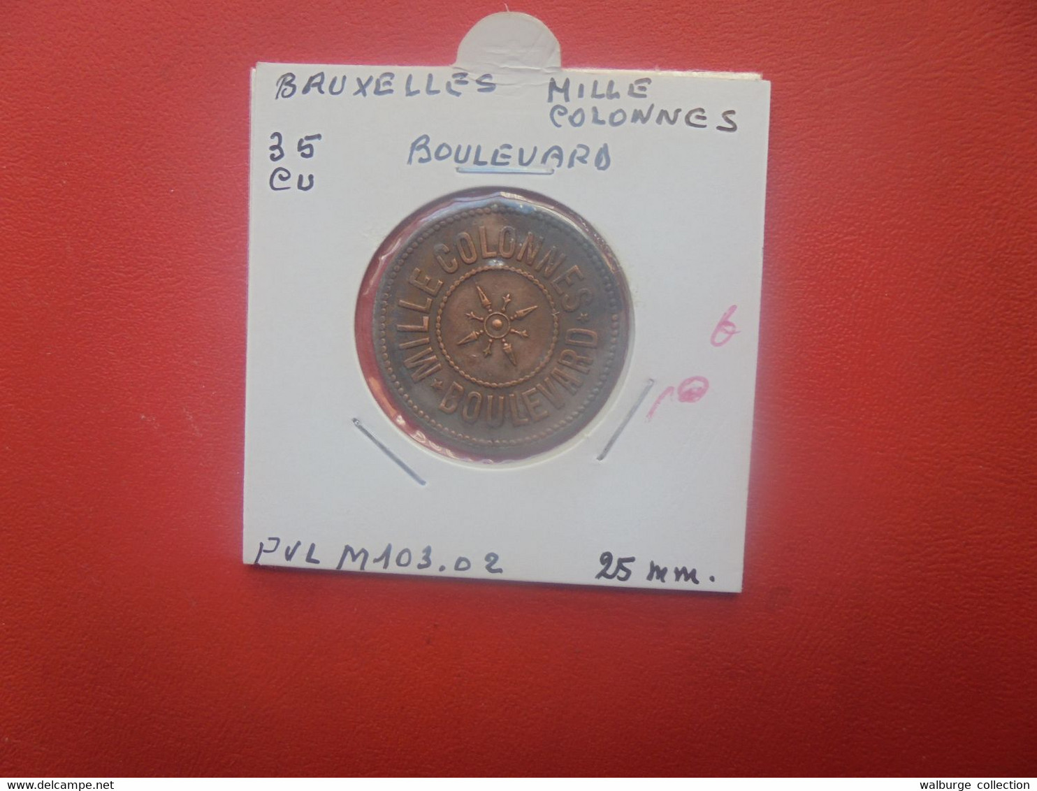 BRUXELLES "Mille Colonnes" 35 Centimes Cuivre (J.2) - Noodgeld