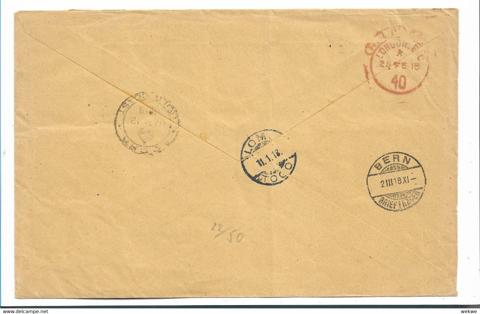 TOGO XX001 / Franz. Besatzung Anecho 1918 Nach Bern/Schweiz - Briefe U. Dokumente