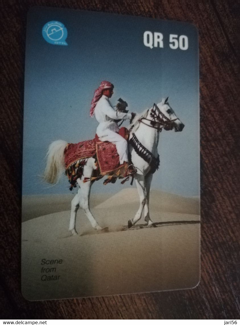 QATAR  PUBLIC TELECOM CORPORATION / PAY PHONE  MAGNETIC/ AUTELCA   Q 50   QTR 39  ARAB ON HORSEBACK       **9102** - Qatar