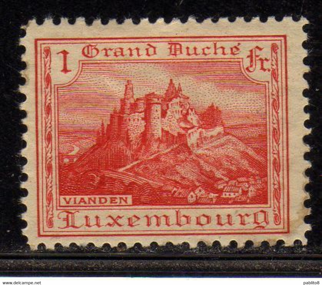 LUXEMBOURG LUSSEMBURGO 1921 1934 VIANDEN CASTLE 1fr  MLH - 1921-27 Charlotte Voorzijde