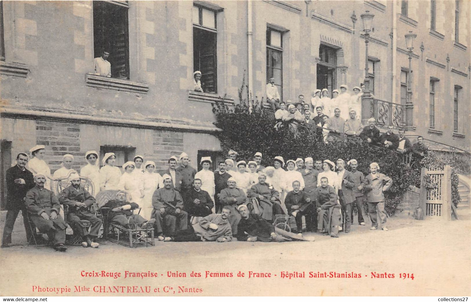 44-NANTES- 1914- CROIX-ROUGE-FRANÇAISE- UNION DES FEMMES DE FRANCE-HÔPITAL ST-STANISLAS - Nantes