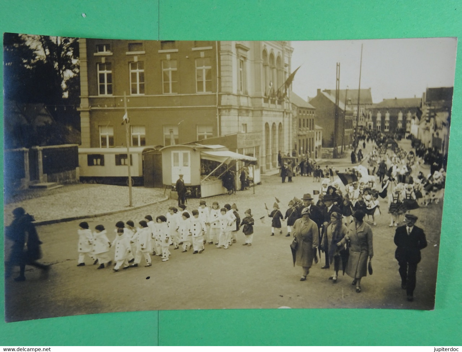 Carte Photo Sivry Fête Cortège Dans La Rue De La Maison Communale - Sivry-Rance