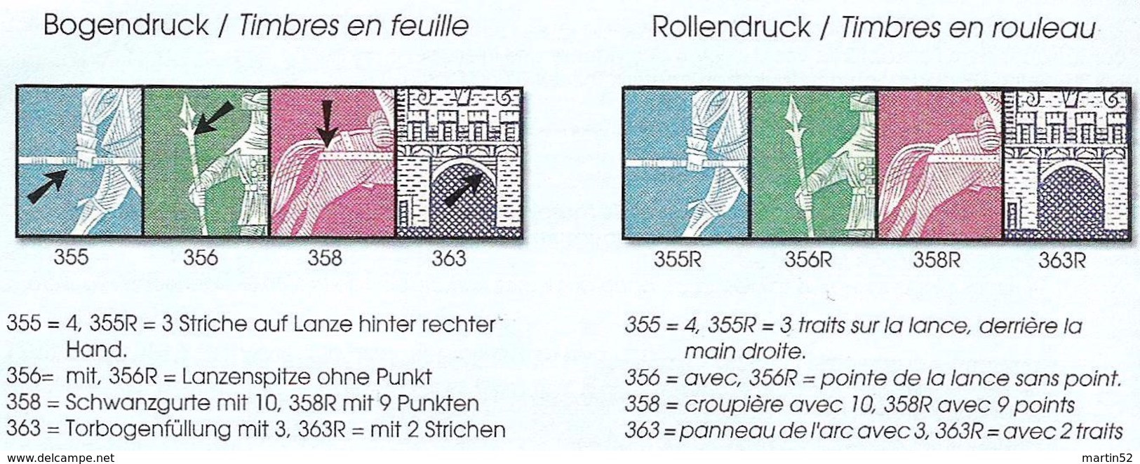 Schweiz Suisse 1960: Rollen-Rouleaux-Coils U 355/363RLMi 696/704R Yv 643/651 ** MNH  (Zu CHF 16.00) - Franqueo