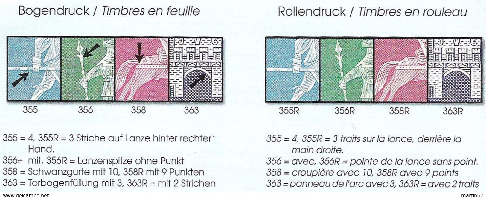 Schweiz Suisse 1960: Rollen-Rouleaux-Coils U 355/363RLMi 696/704R Yv 643/651 ** MNH  (Zu CHF 16.00) - Rollen