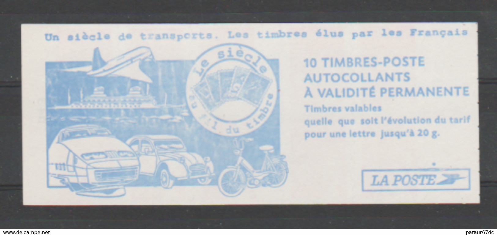 FRANCE / 2001 / Y&T N° 3419 ** Ou AA 30 ** : Luquet RF Type II TVP LP Adh. De Carnet X 10 = 3419-C Point Bleu S/Poste X1 - Carnets