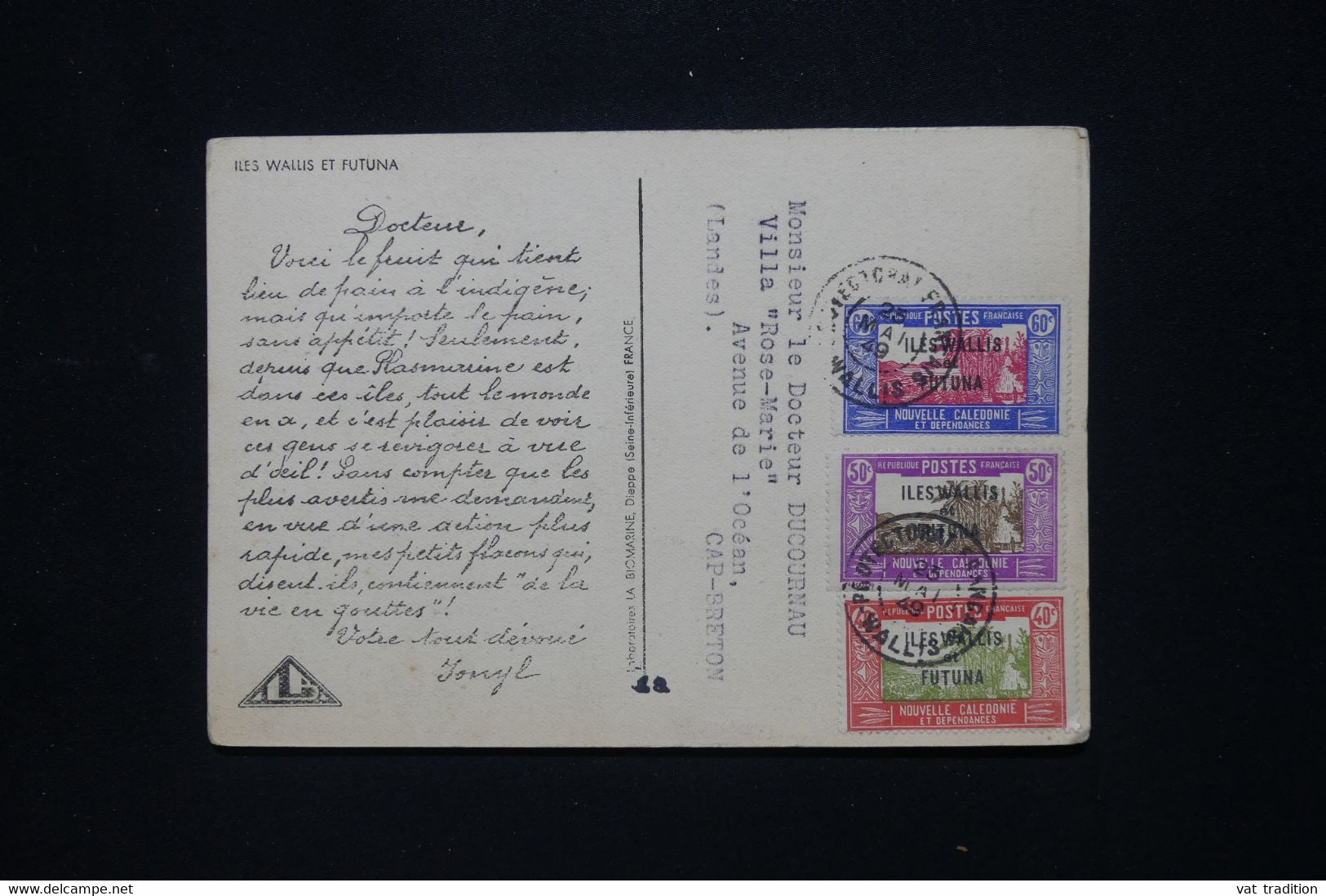 WALLIS ET FUTUNA - Carte Postale Publicitaire " Ionyl " Pour La France En 1949 - L 117958 - Lettres & Documents