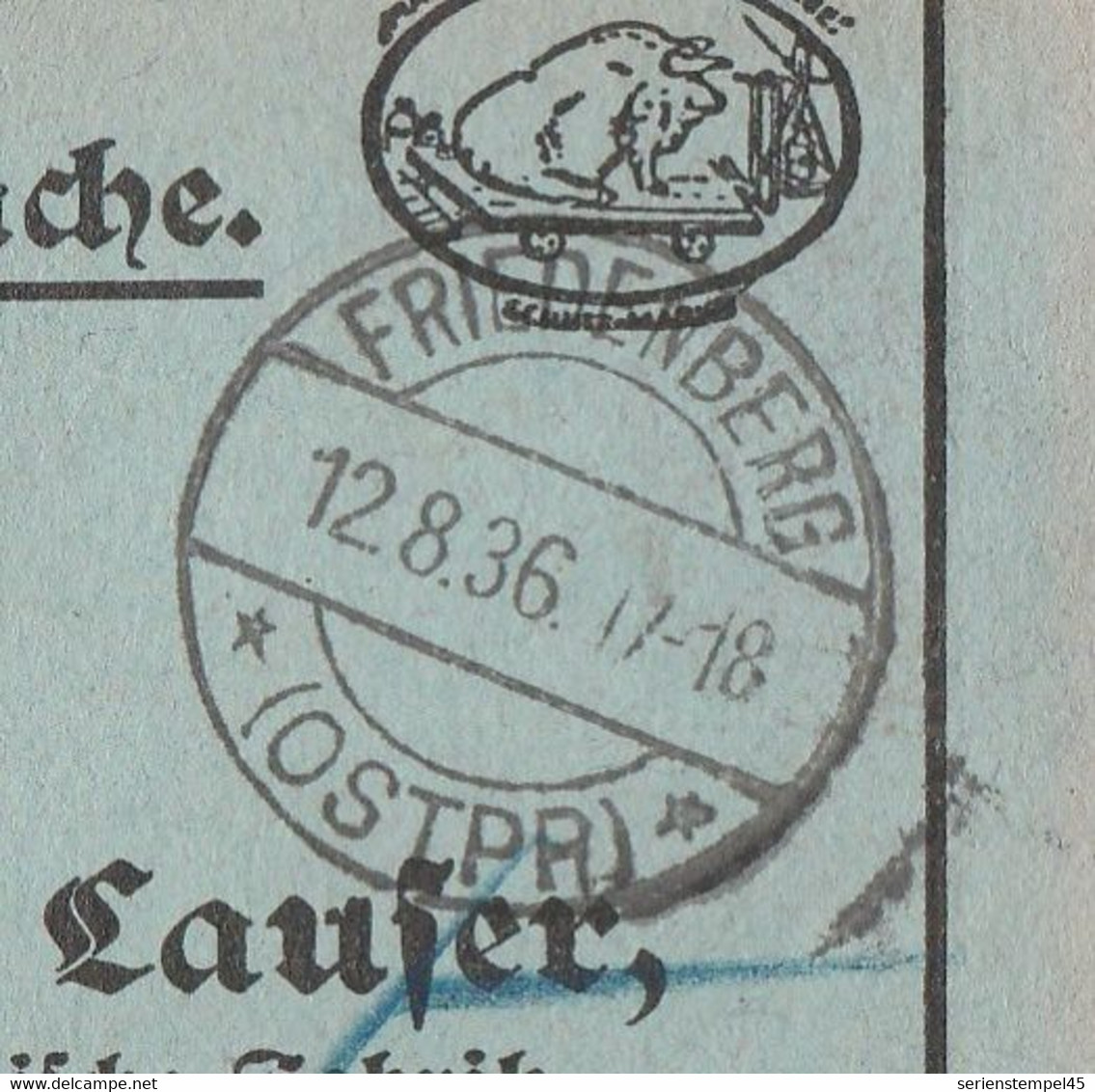 Ostpreussen Deutsches Reich Karte Mit Tagesstempel Friedenberg 1936 Dworkino Kreis Gerdauen RB Königsberg - Brieven En Documenten