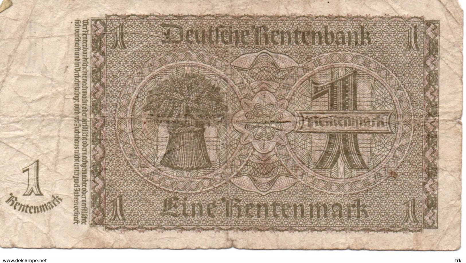 Germany 1 Rentenmark 1937 Circulated - Otros & Sin Clasificación