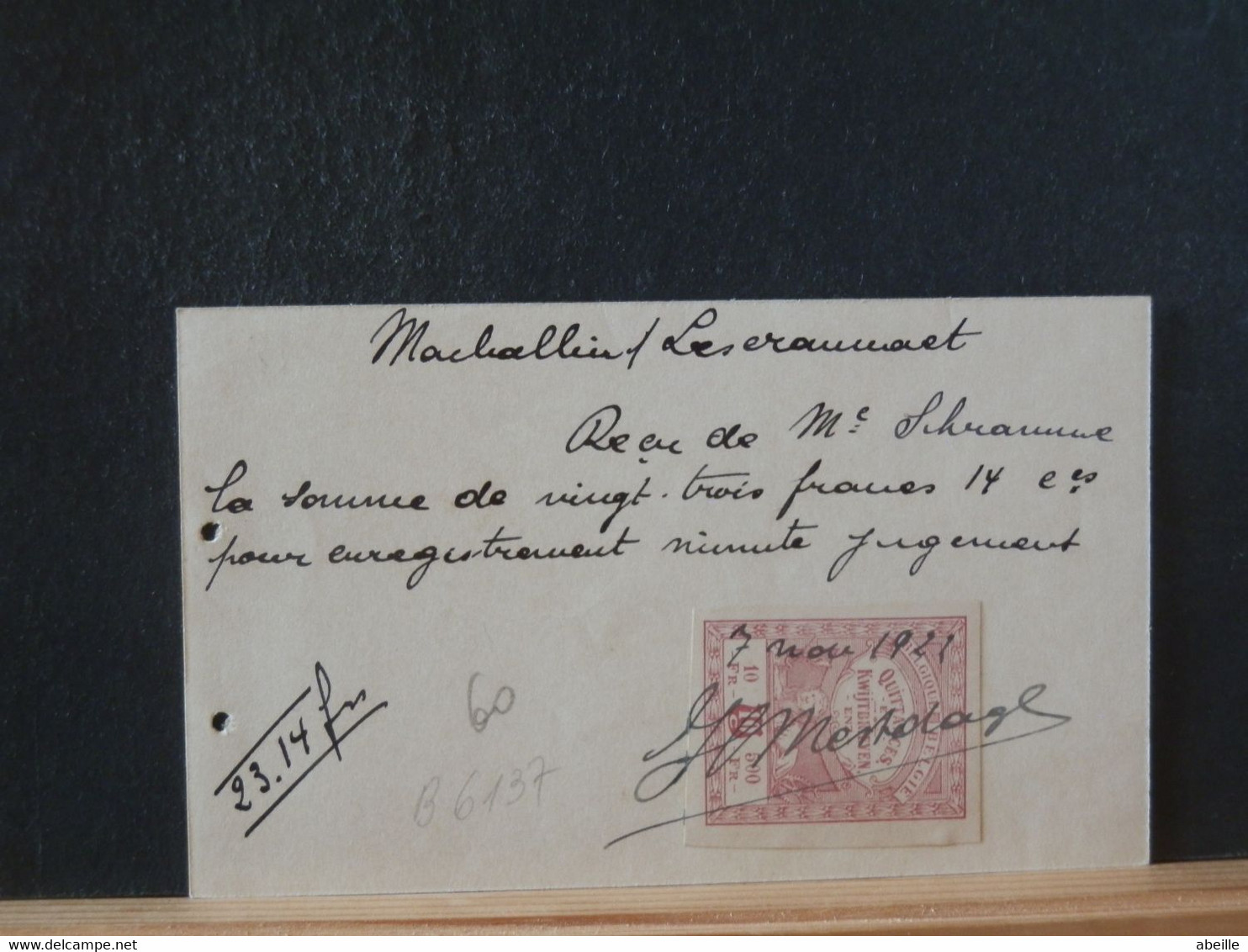 B6137 DOC.  BELGE 1922 - Documents