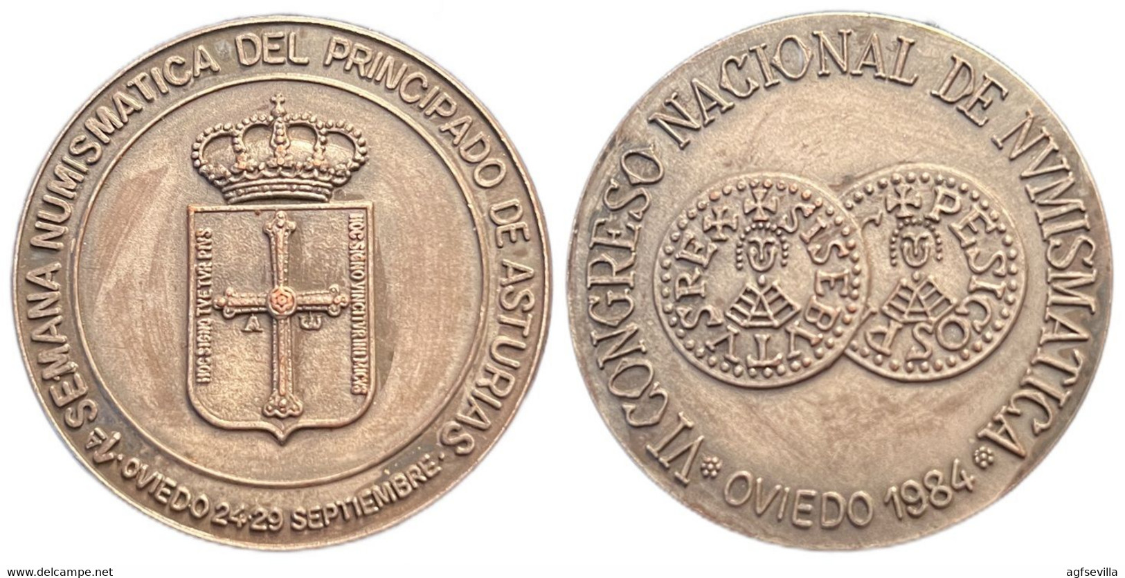 ESPAÑA. MEDALLA VI CONGRESO NACIONAL DE NUMISMÁTICA. OVIEDO. 1984. ESPAGNE. SPAIN MEDAL - Firma's