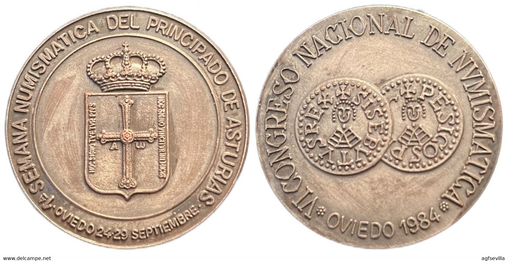 ESPAÑA. MEDALLA VI CONGRESO NACIONAL DE NUMISMÁTICA. OVIEDO. 1984. ESPAGNE. SPAIN MEDAL - Profesionales/De Sociedad