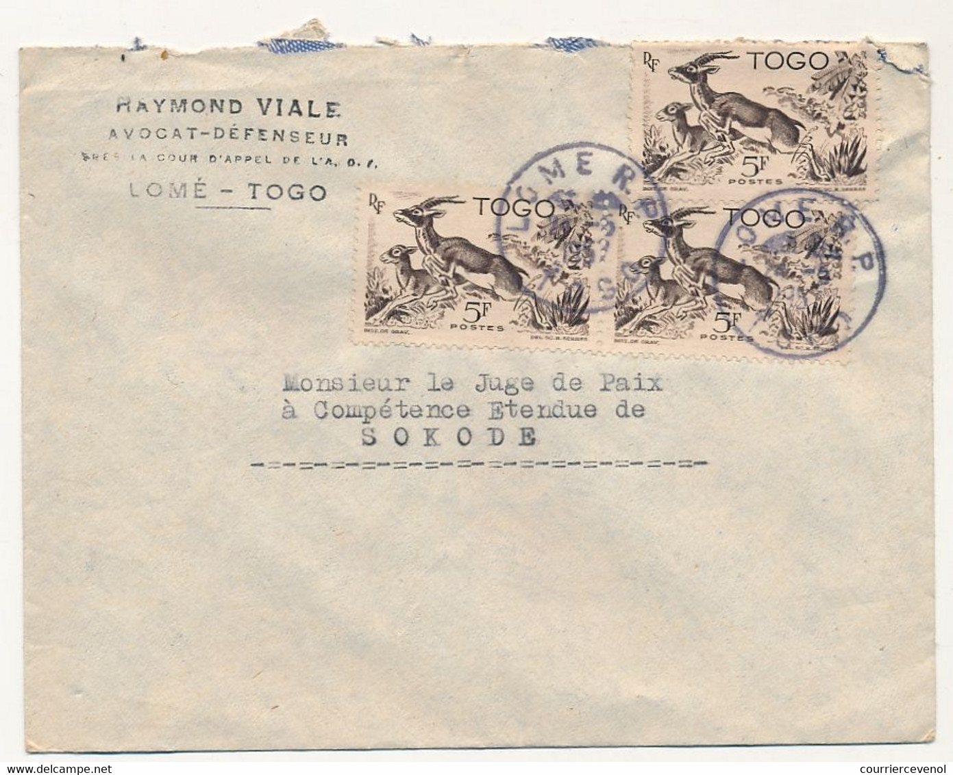 TOGO - Env En Tête "Raymond Viale" LOME - 1957 - Affr 5Fx3 - Cartas & Documentos