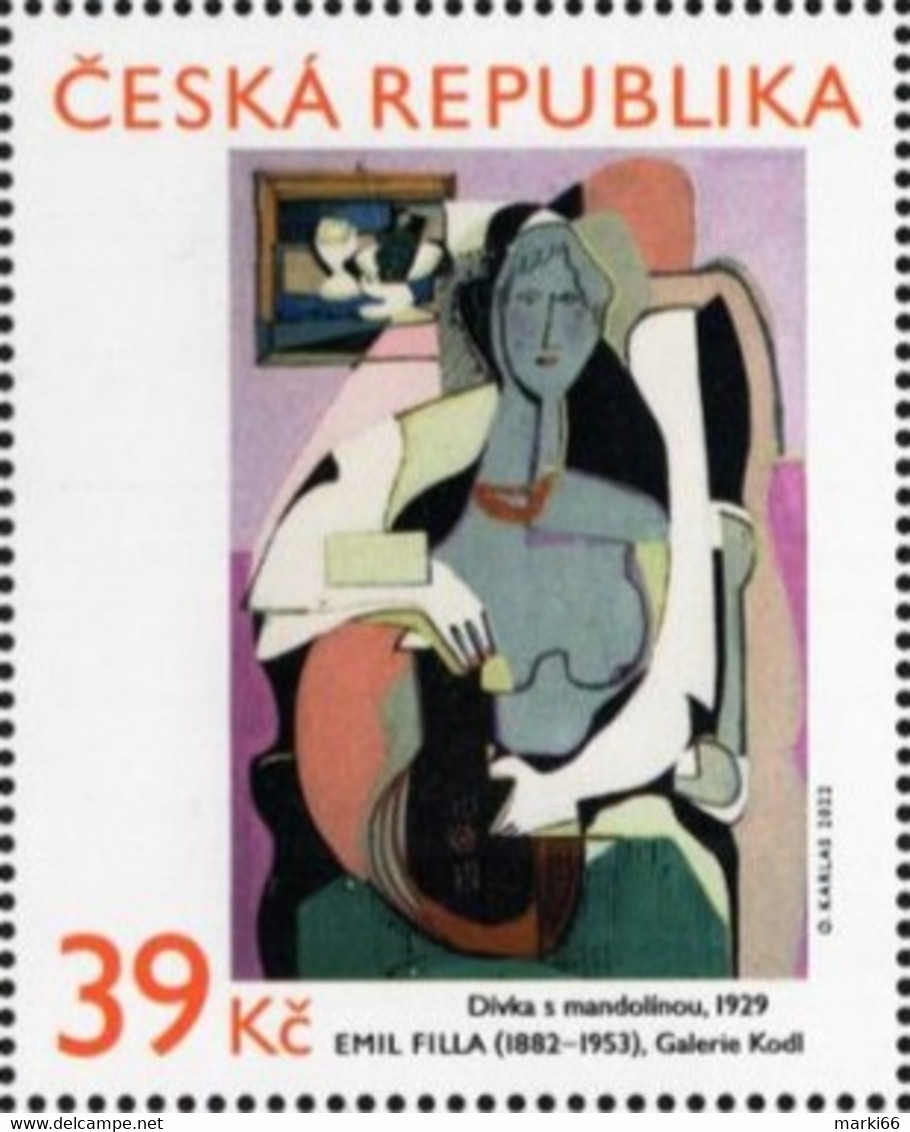 Czech Republic - 2022 - Art On Stamps - Emil Filla - Girl With A Mandolin - Mint Stamp - Neufs
