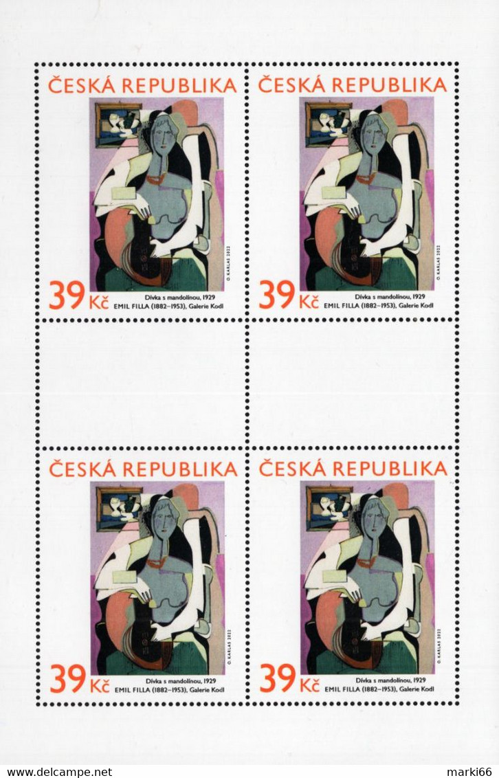 Czech Republic - 2022 - Art On Stamps - Emil Filla - Girl With A Mandolin - Mint Miniature Stamp Sheet - Unused Stamps
