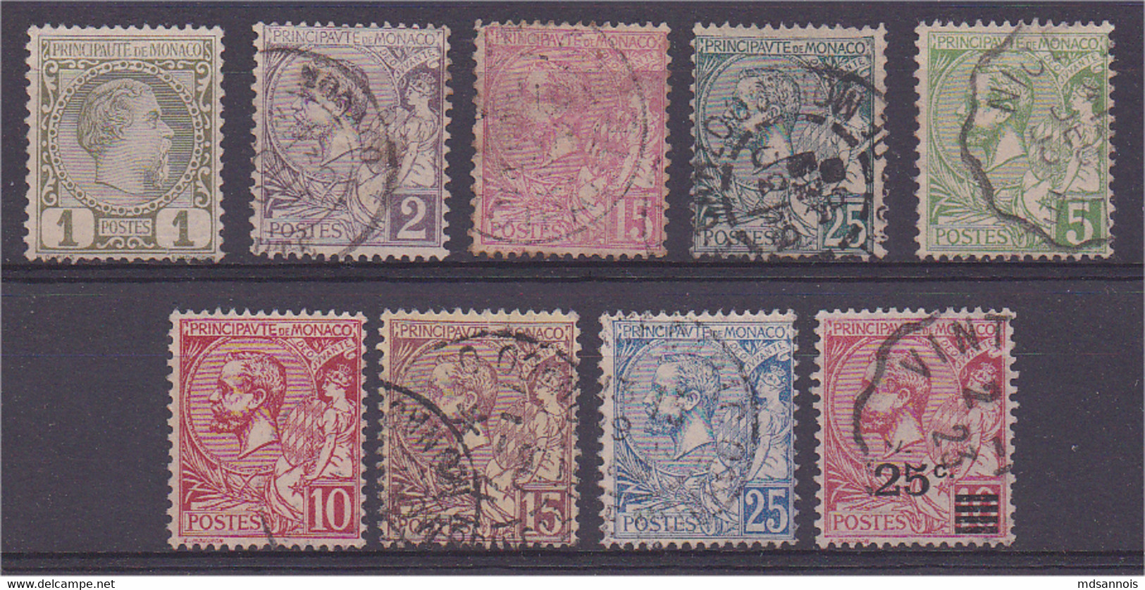 Monaco Lot De 9 Timbres N° 1 Neuf *, Oblitérés 12,15,16, 22, 23, 24, 25 Et 52 - Collections, Lots & Séries