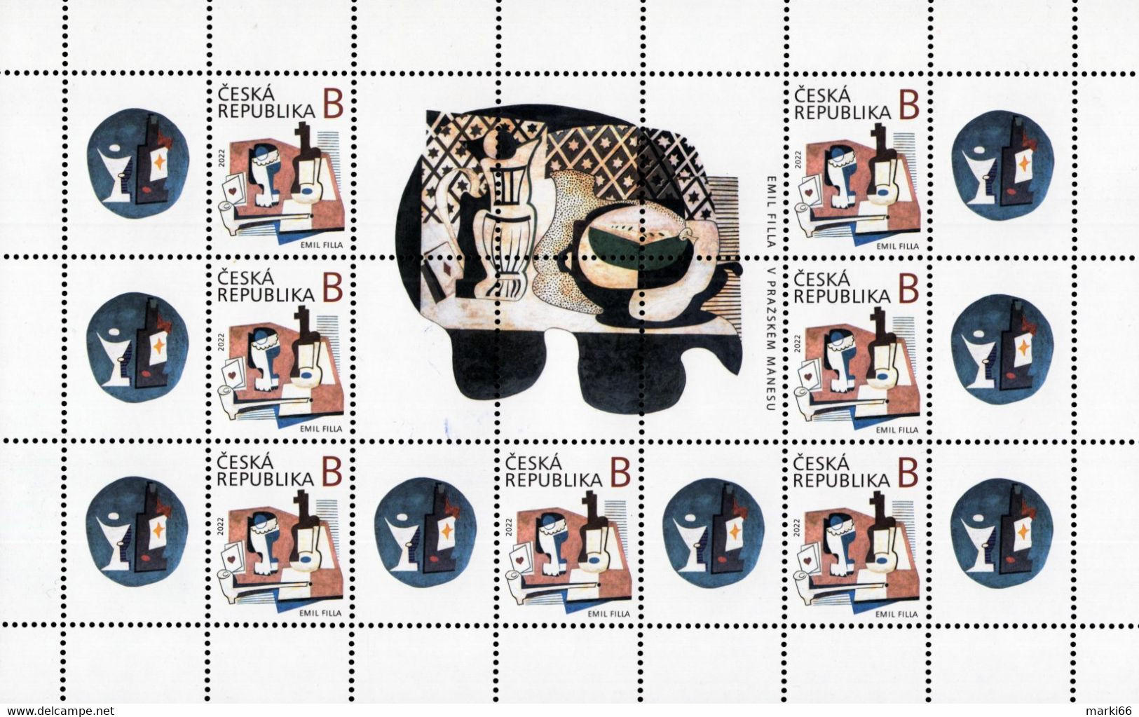 Czech Republic - 2022 - Art On Stamps - Emil Filla - Fresco In Manes Art Centre - Mint Personalized Stamp Sheet - Ongebruikt
