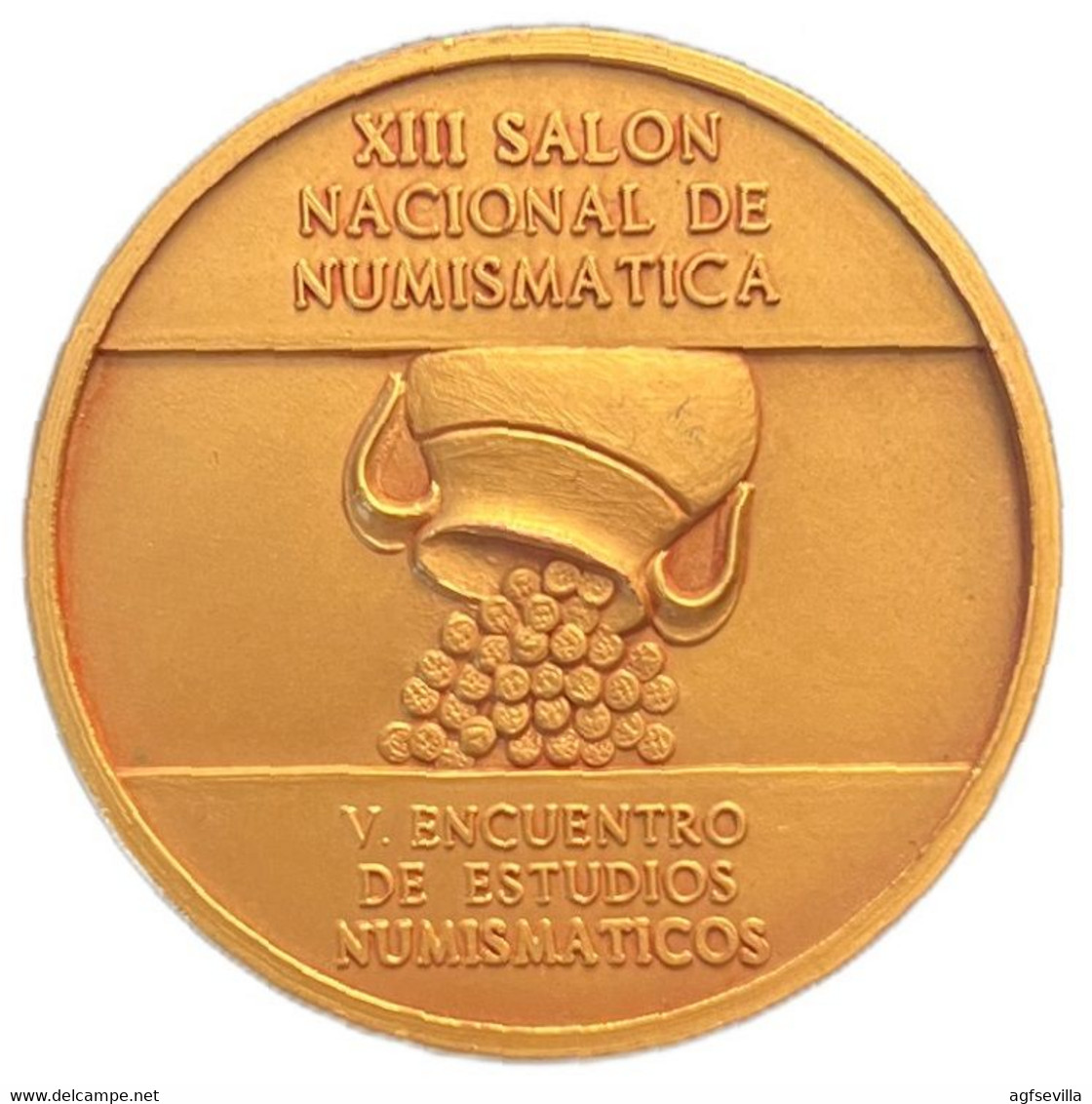 ESPAÑA. MEDALLA XIII SALÓN NACIONAL DE NUMISMÁTICA. BARCELONA 1.990. BRONCE DORADO. ESPAGNE. SPAIN MEDAL - Professionals/Firms