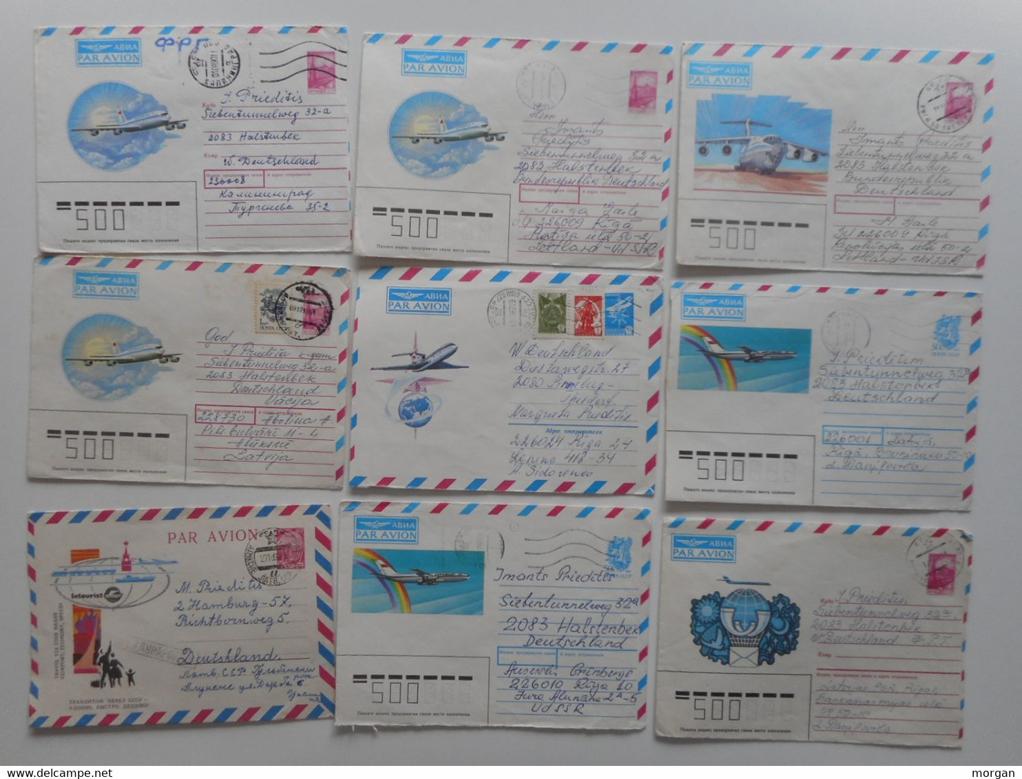 RUSSIE CCCP LOT DE 27 ANCIENNES  ENVELOPPES PAR AVION - Collections