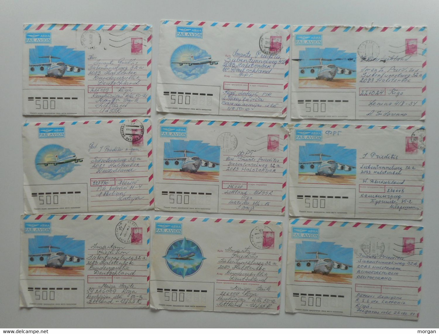 RUSSIE CCCP LOT DE 27 ANCIENNES  ENVELOPPES PAR AVION - Collections