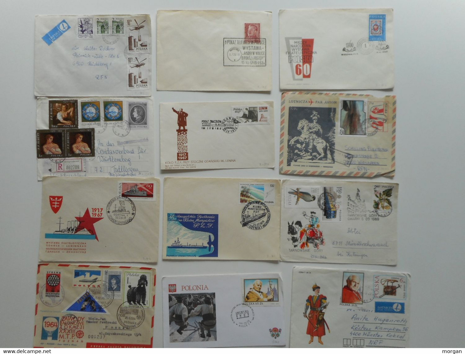 POLOGNE  POLSKA  LOT DE 62 ANCIENNES ENVELOPPES ENVOIS PHILATELIQUES - Collections