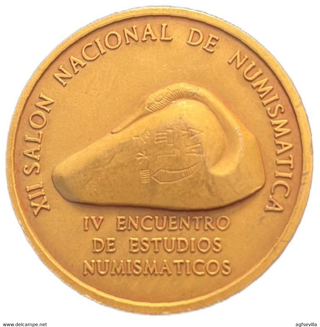 ESPAÑA. MEDALLA XII SALÓN NACIONAL DE NUMISMÁTICA. BARCELONA 1.989. BRONCE DORADO. ESPAGNE. SPAIN MEDAL - Profesionales/De Sociedad