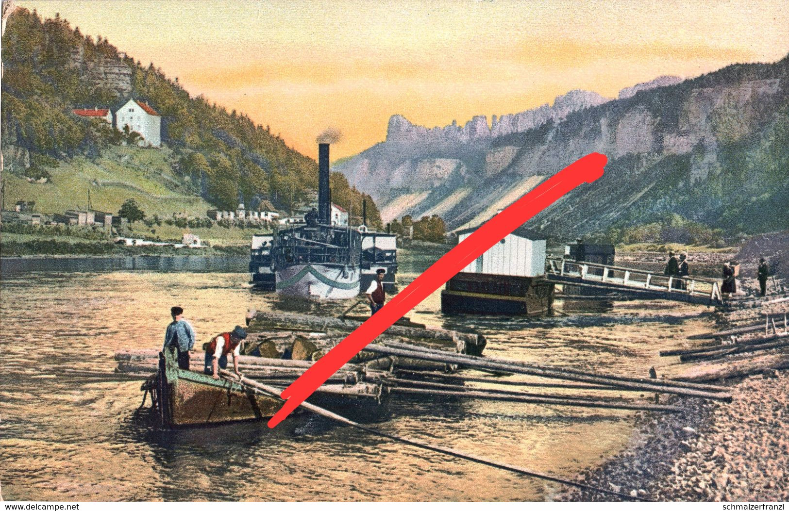 NOD Photochromie AK Sächsische Schweiz Schmilka Schöna Krippen Postelwitz Schandau Serie 104 Nr 2225 Nenke Ostermaier - Schmilka